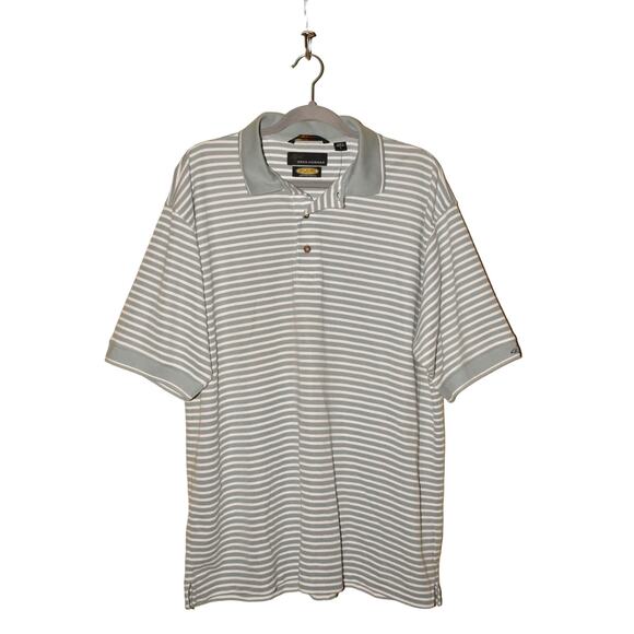 GREG‎ NORMAN NEW $58 Play Dry Cotton Blend Stripe Short Sleeve Polo Men's Large - Picture 1 of 4